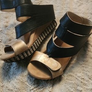 Modzori Black and Gold Women's Sandals